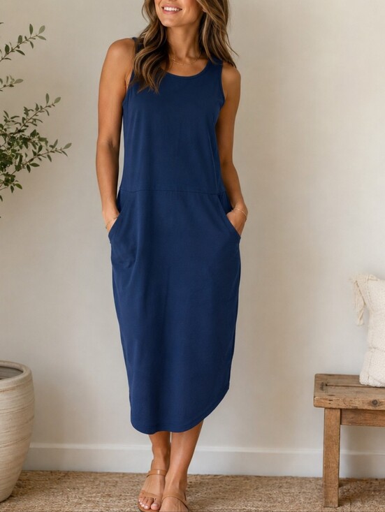 Measeor Dresses & Skirts - Meaneor Women’s Crewneck Dress in Navy Blue